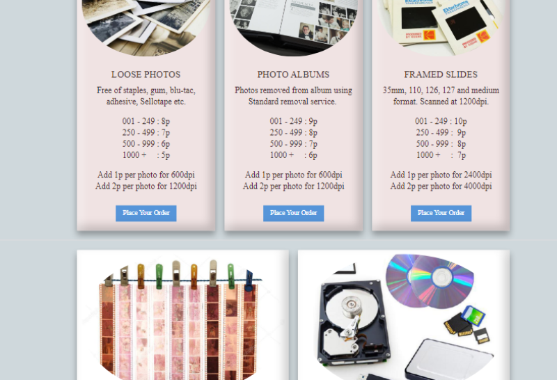 Photo Price Lists and Optional Ectras